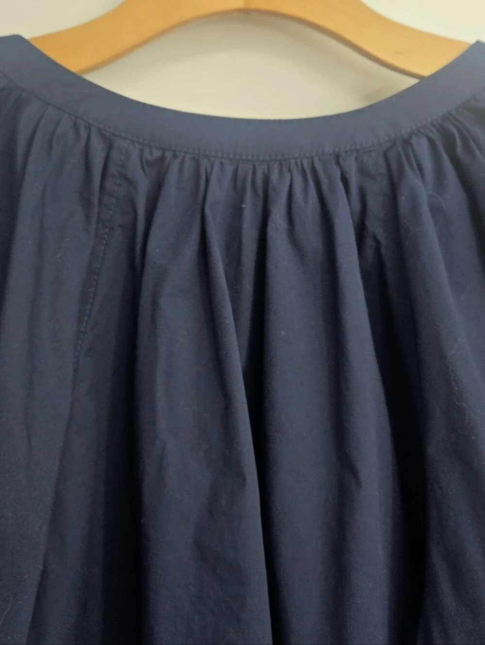 Staud‎ Blouse Blue Cotton V-Neck Button Front Puff Sleeve